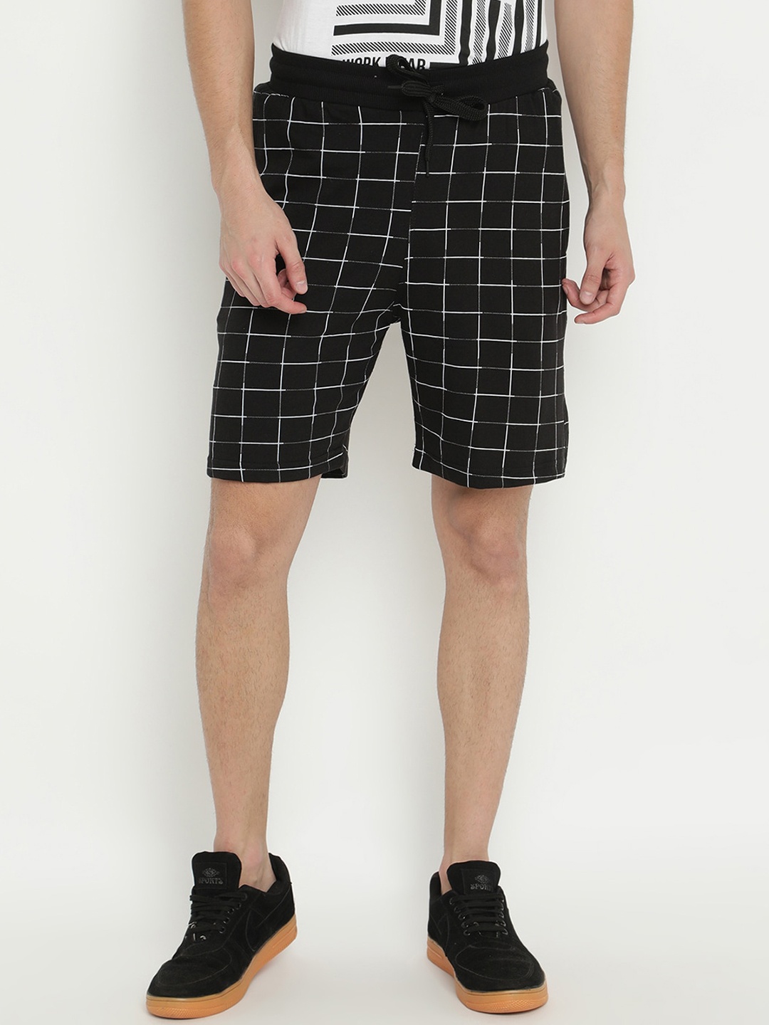 

V2 Value & Variety Men Black Checked Shorts