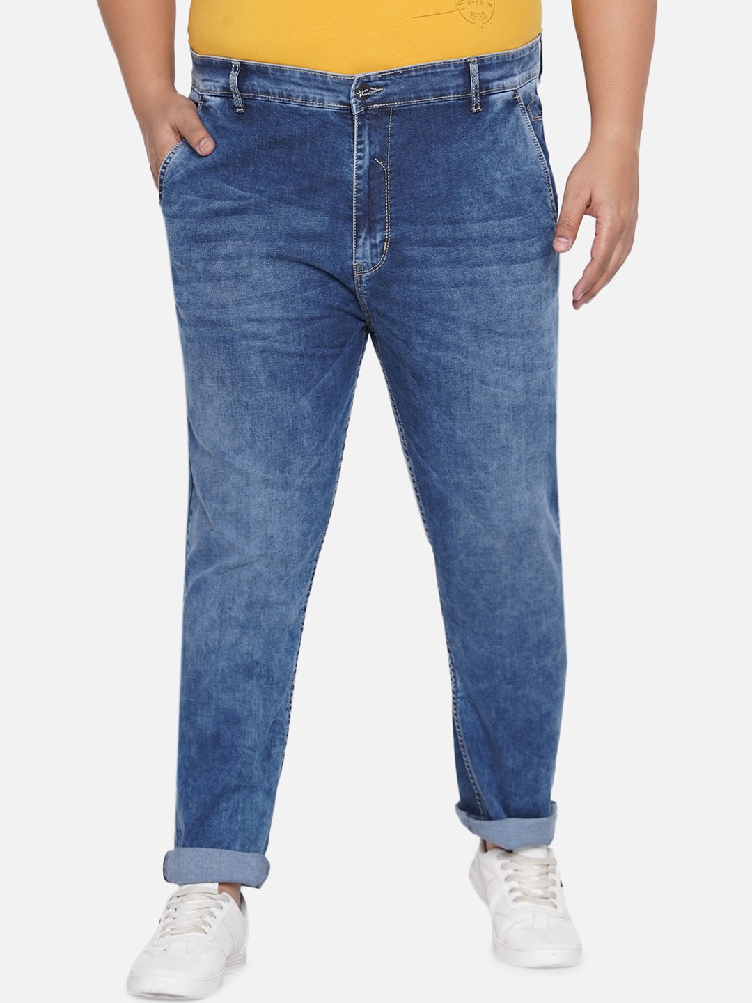 

John Pride Plus Size Men Heavy Fade Stretchable Jeans, Blue