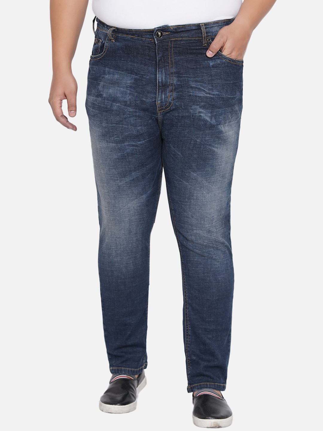

John Pride Men Blue Heavy Fade Stretchable Plus Size Jeans