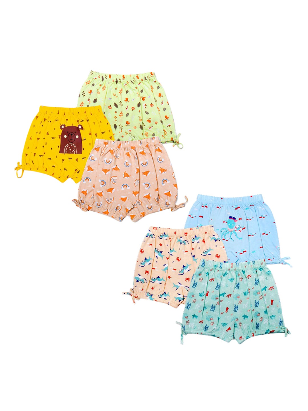 

SuperBottoms Girls Pack of 6 Printed Ultra-Breathable Sustainable Boy Shorts -Und-F-BL-WG-SS-4_6-6PACK, Multi