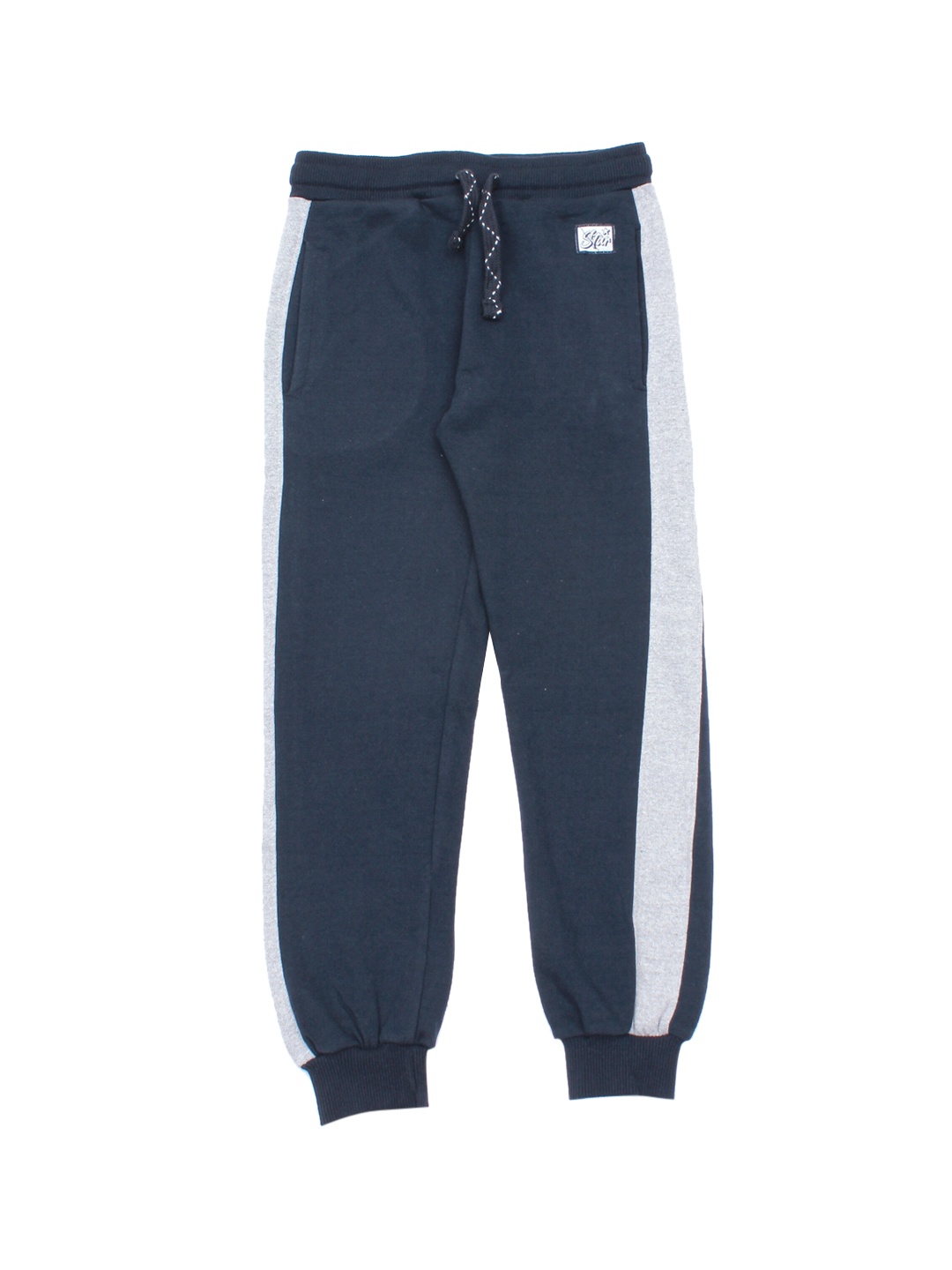 

Lil Lollipop Kids Blue & Grey Colourblocked Pure Cotton Joggers