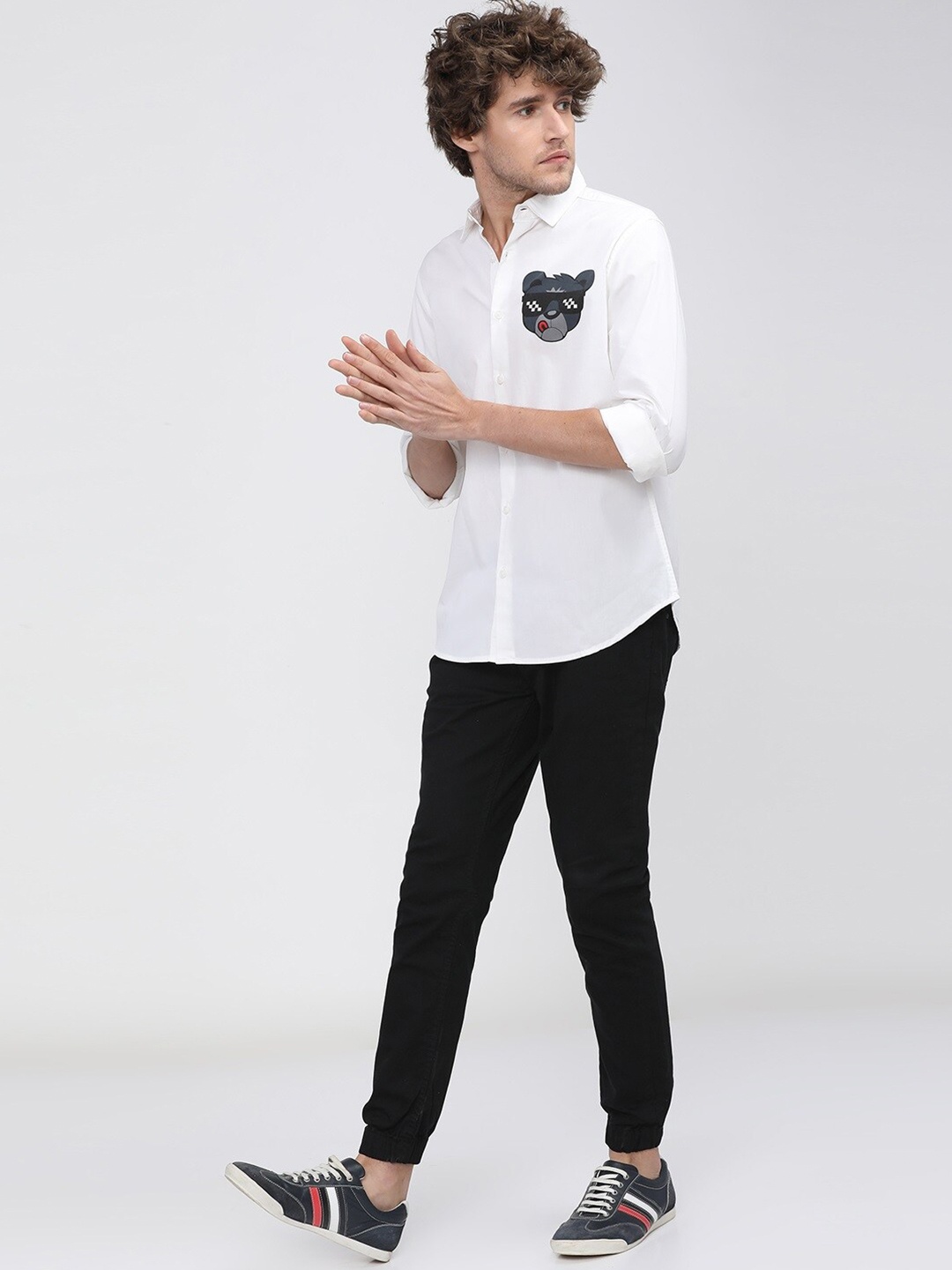 

HIGHLANDER Men White Slim Fit Casual Shirt