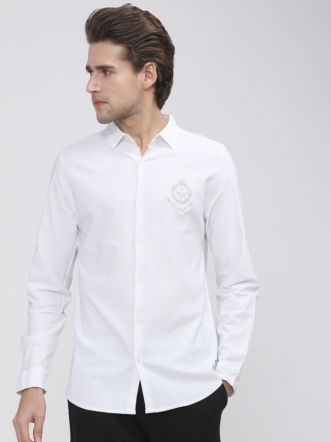 

HIGHLANDER Men White Slim Fit Casual Shirt