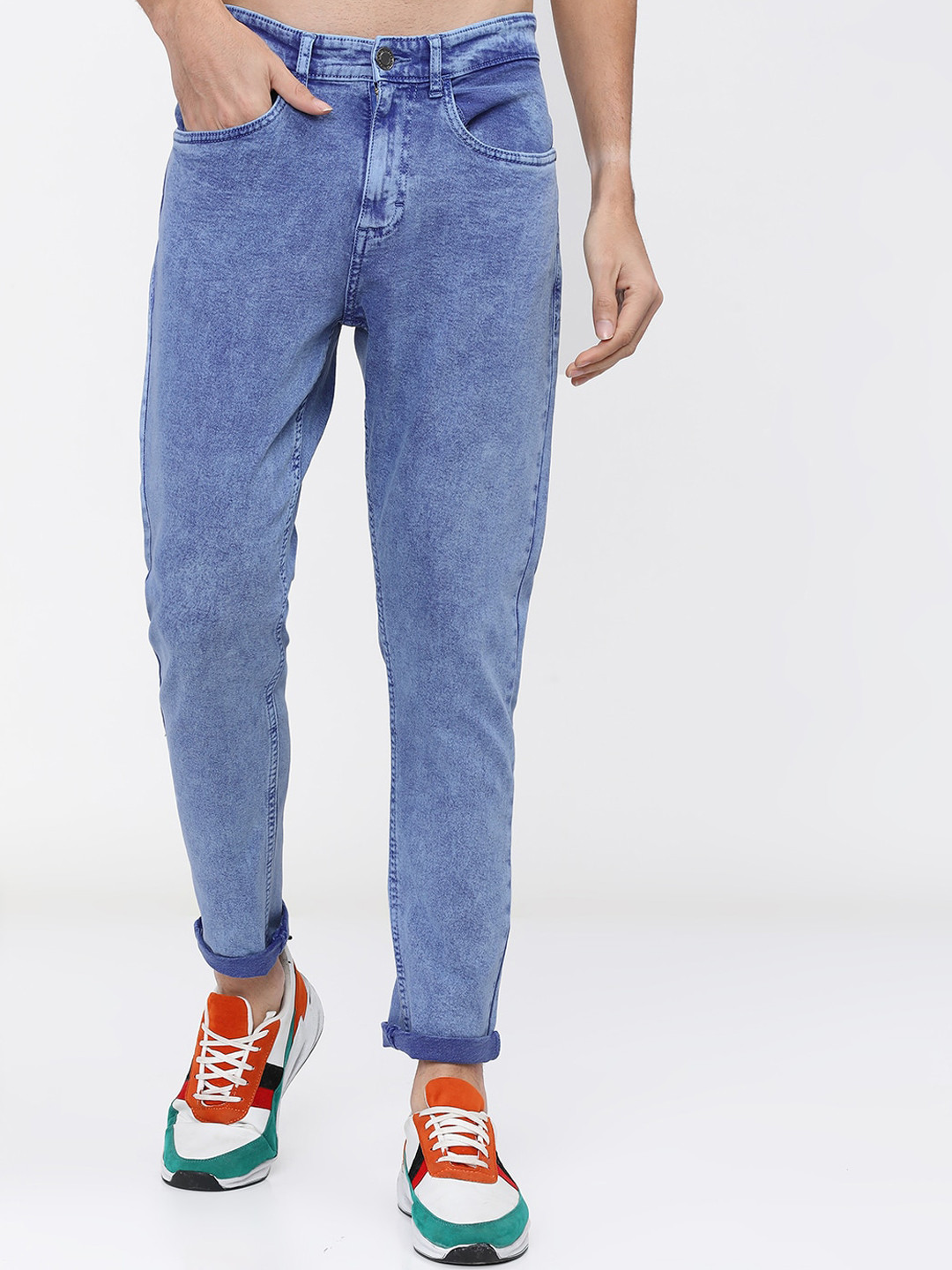 

HIGHLANDER Men Blue Tapered Fit Heavy Fade Stretchable Jeans