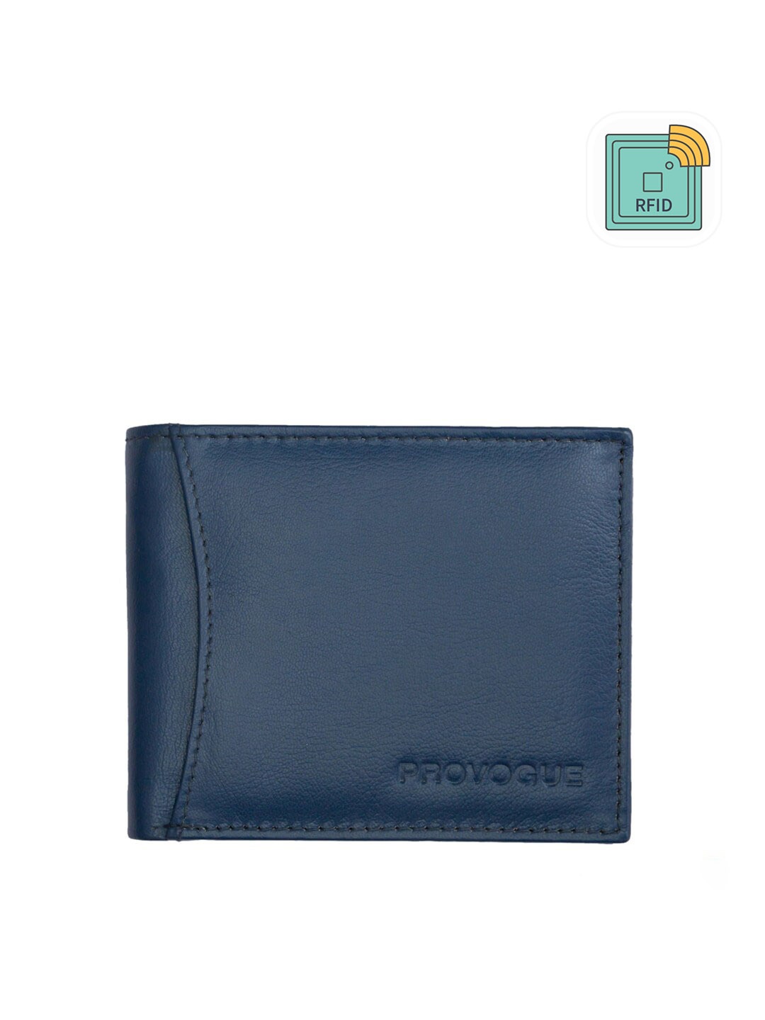 

Provogue Men Blue Leather Two Fold Wallet