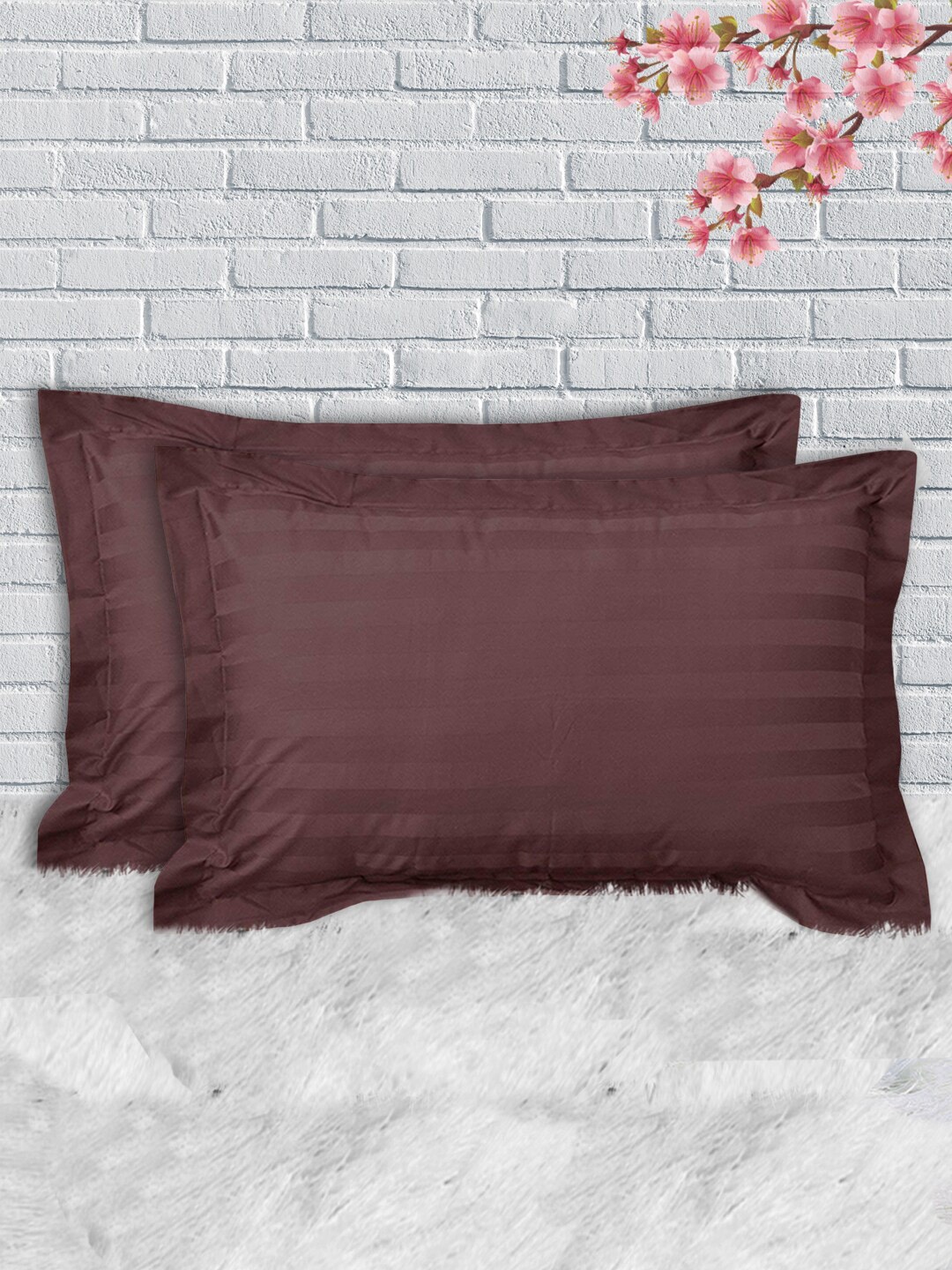 

Kuber Industries Set Of 2 Brown Solid Cotton Pillow Covers