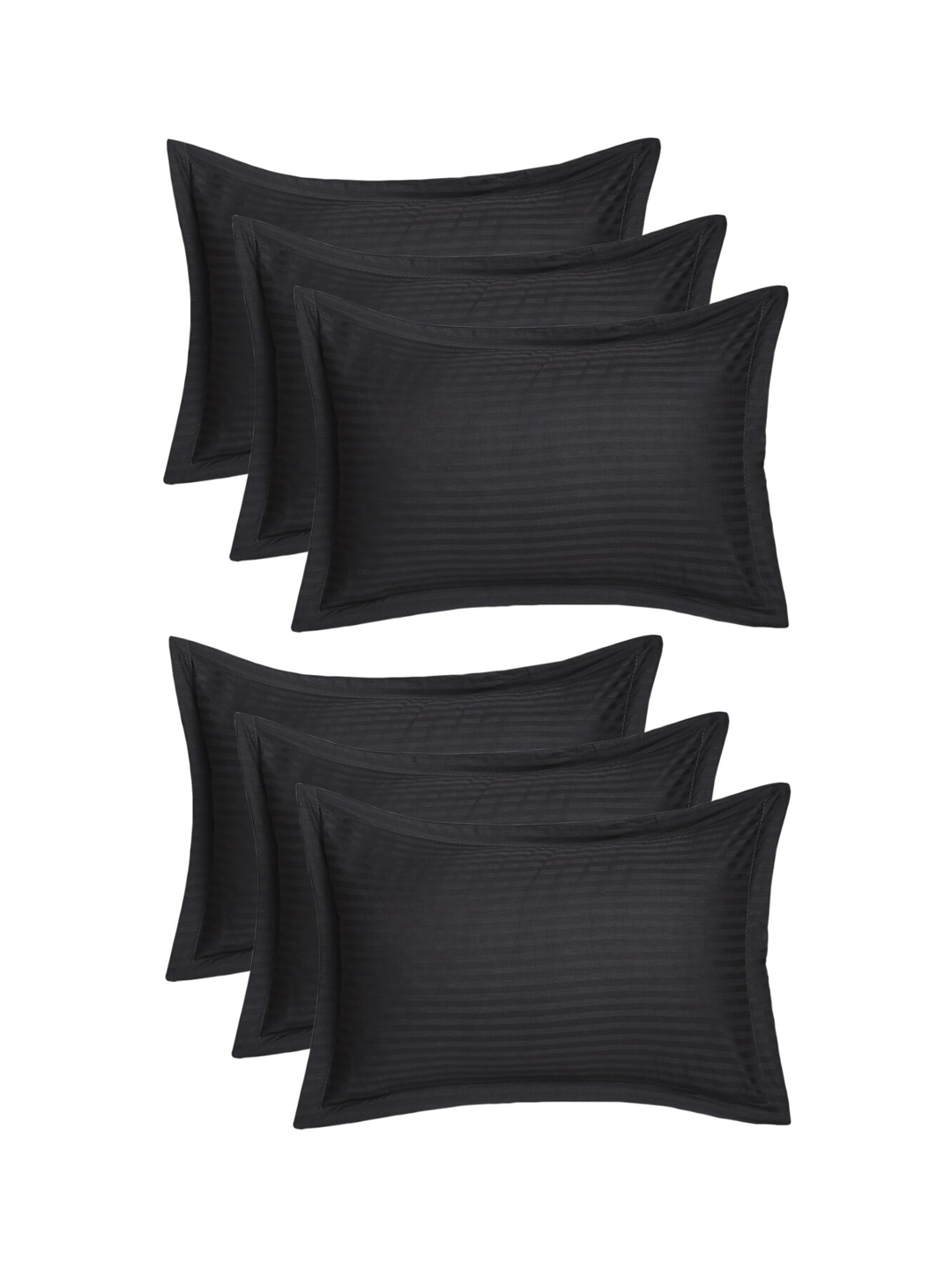 

Kuber Industries Set of 6 Black Cotton Pillow Cover