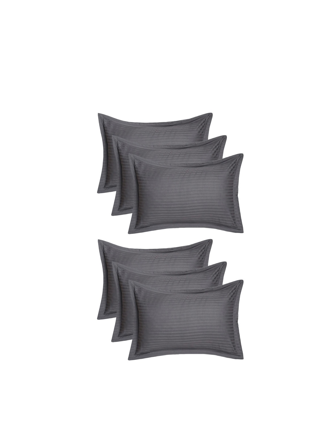 

Kuber Industries Set of 6 Lining Design Cotton Pillow Cover, Grey