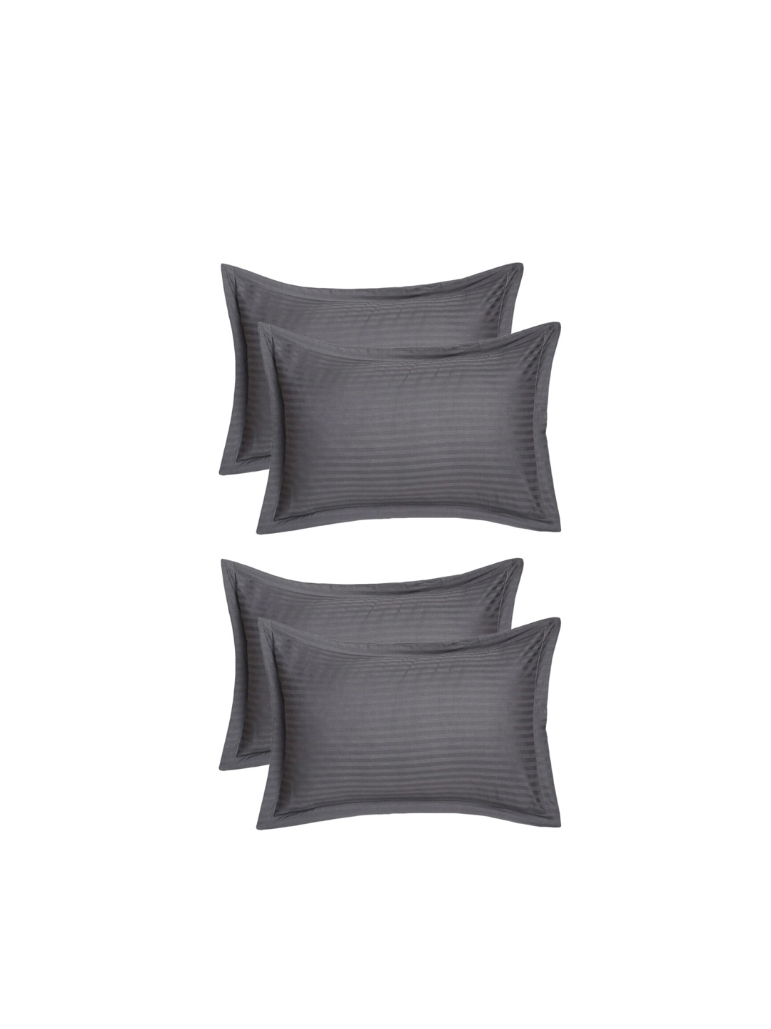 

Kuber Industries Set of 4 Grey Striped Cotton Pillow Covers