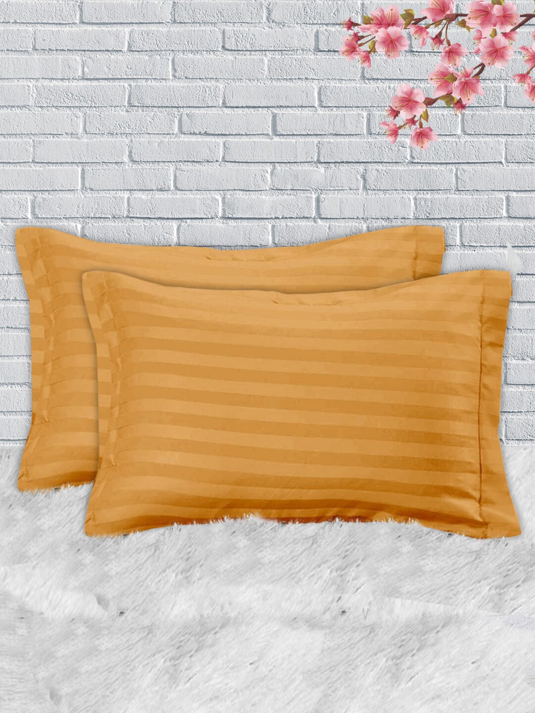 

Kuber Industries Set of 2 Orange Cotton Pillow Covers- 18x28 Inch