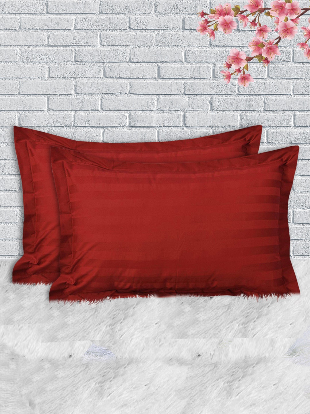 

Kuber Industries Set Of 2 Red Solid Cotton Pillow Covers