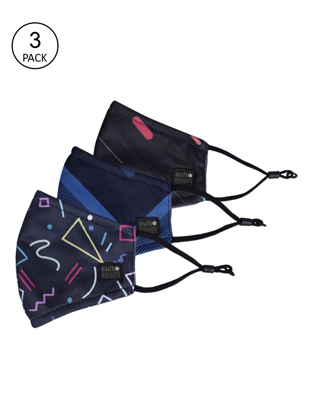 

Cultsport Kids Pack Of 3 Printed 7-Ply Reusable Protective Outdoor Face Masks, Multi