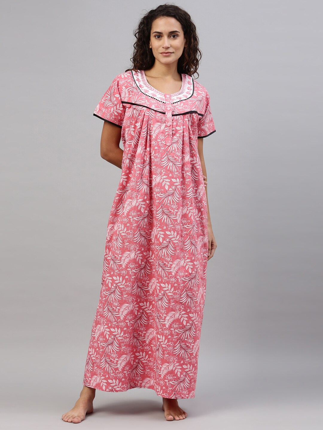 

TRUNDZ Pink Printed Maxi Nightdress