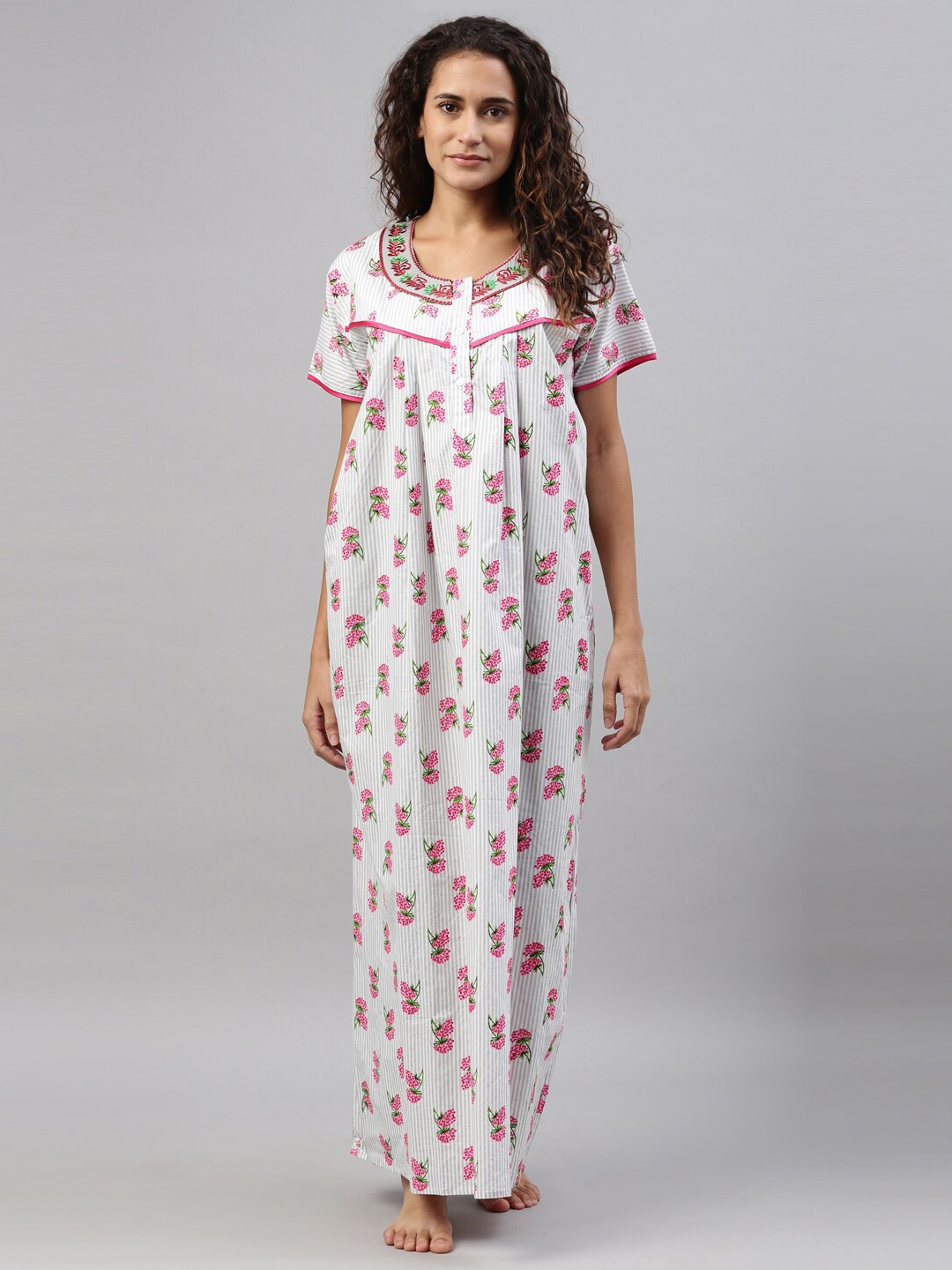 

TRUNDZ Pink Printed Maxi Nightdress