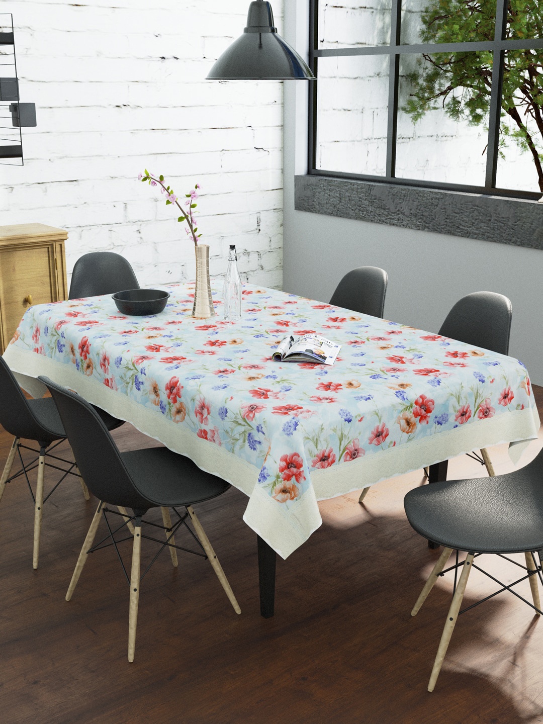 

Clasiko Red & Blue Floral Printed 6-Seater Rectangular Table Cover