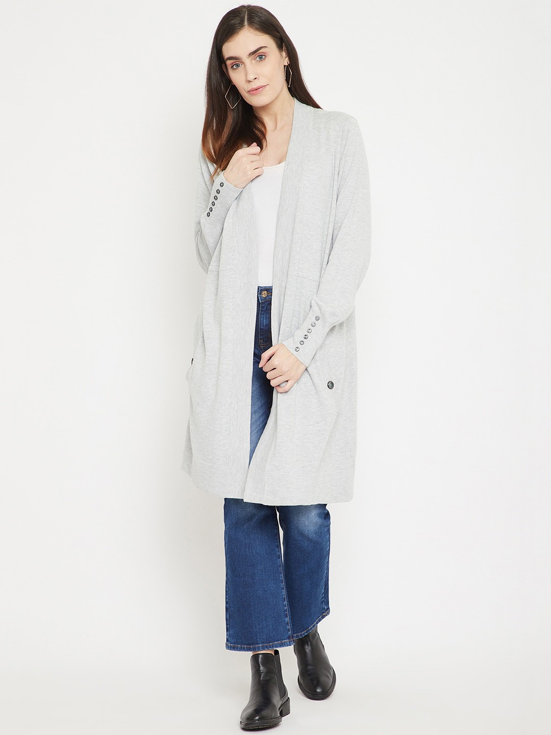

Madame Women Grey Longline Sweater