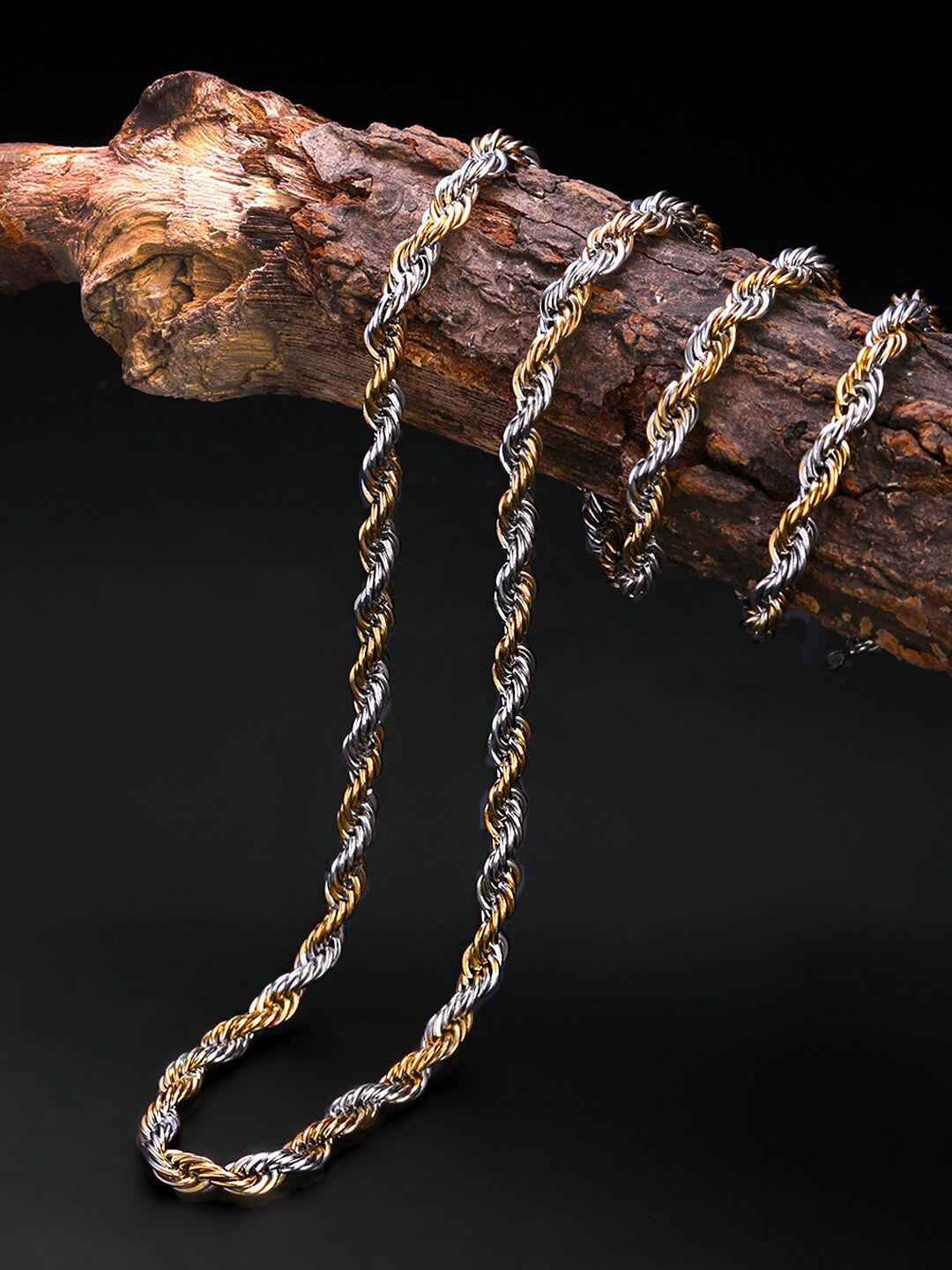 

Yellow Chimes Men Gold-Toned & Silver-Toned Chain