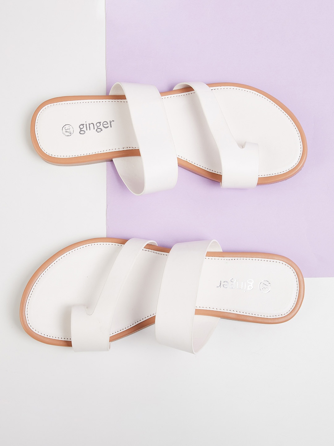 

Ginger by Lifestyle Women White One Toe Flats
