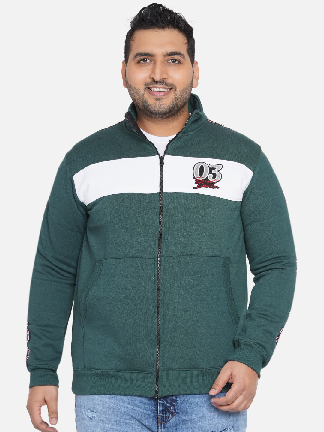 

John Pride Plus Size Men Green Sweatshirt