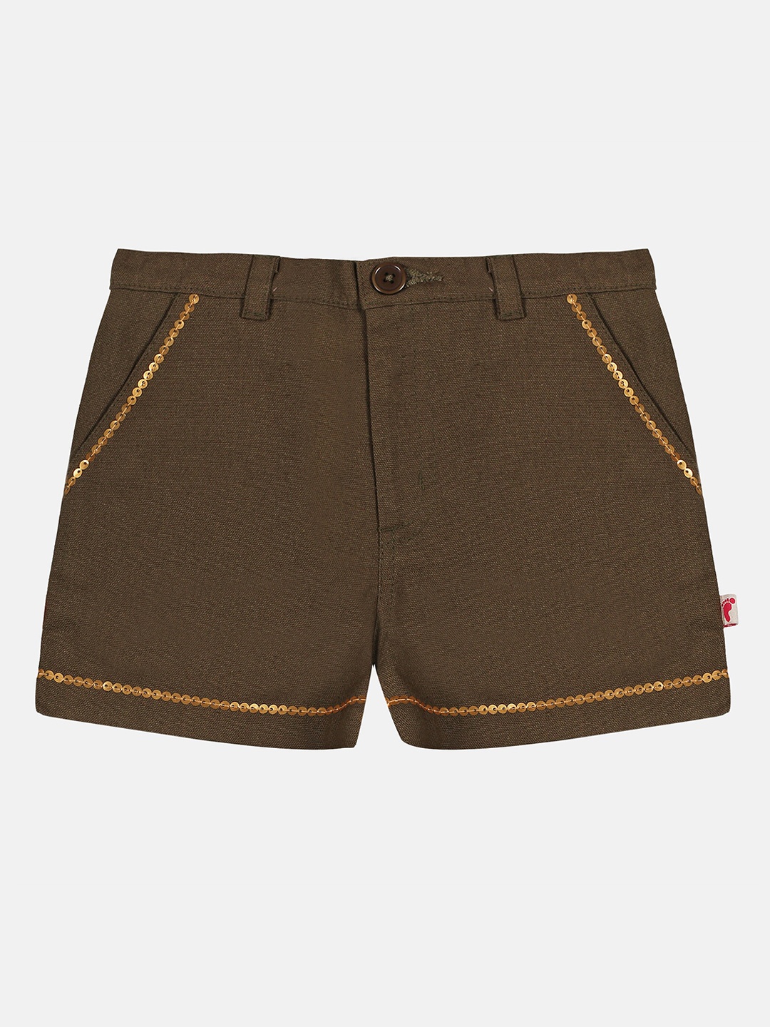 

First Kick Girls Olive Green Low-Rise Hot Pants Shorts