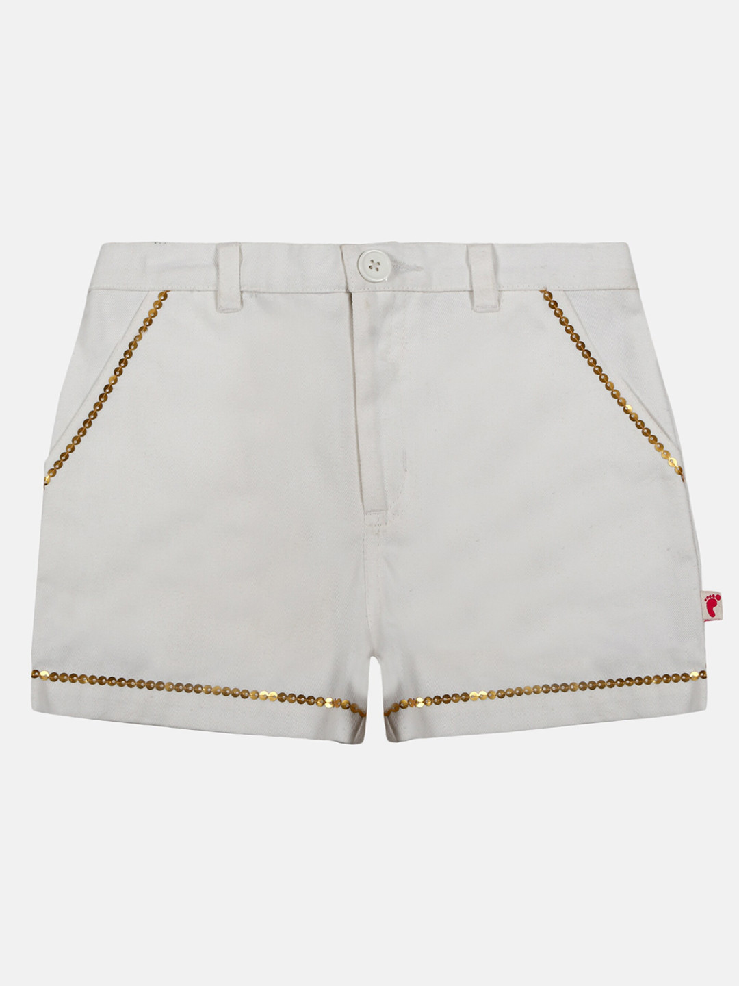 

First Kick Girls Off White Embellished Shorts