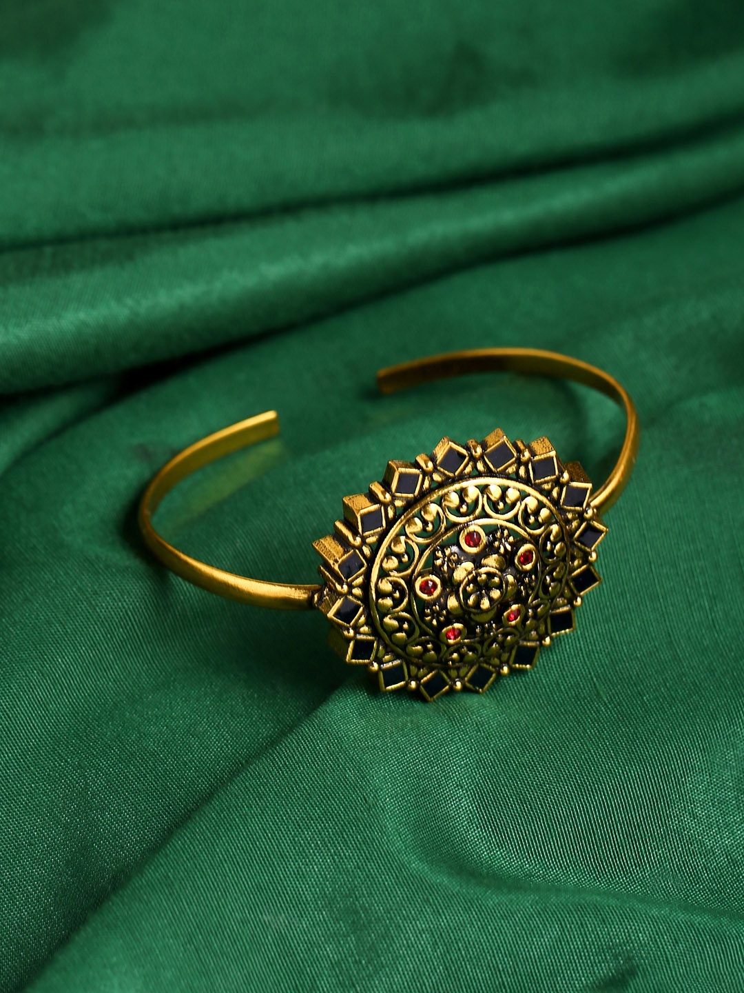 

Voylla Women Gold-Plated Arabian Nights Antique Oxidised Cuff Bracelets