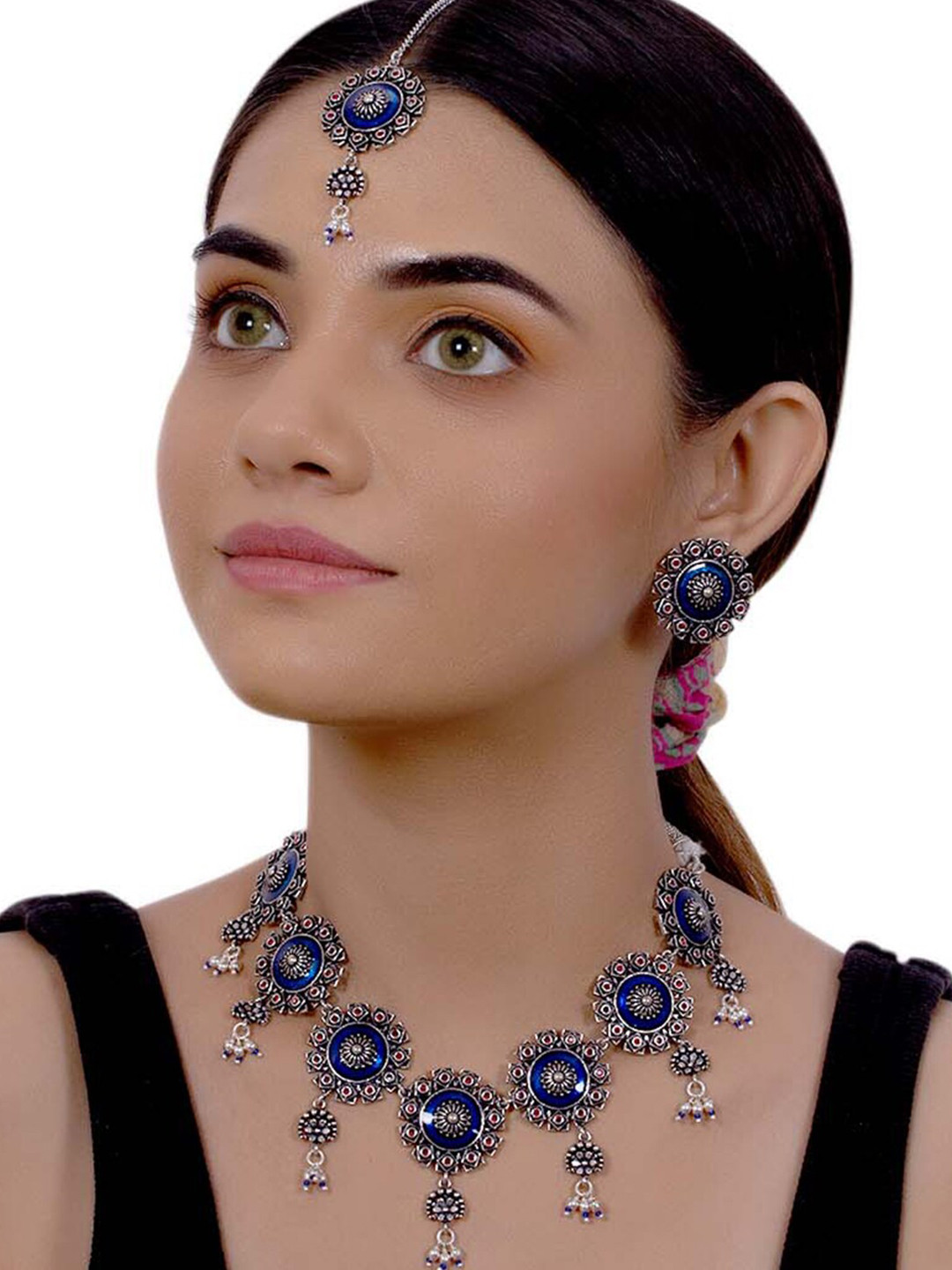 

Voylla Silver-Plated Arabian Nights Antique Jewellery Set