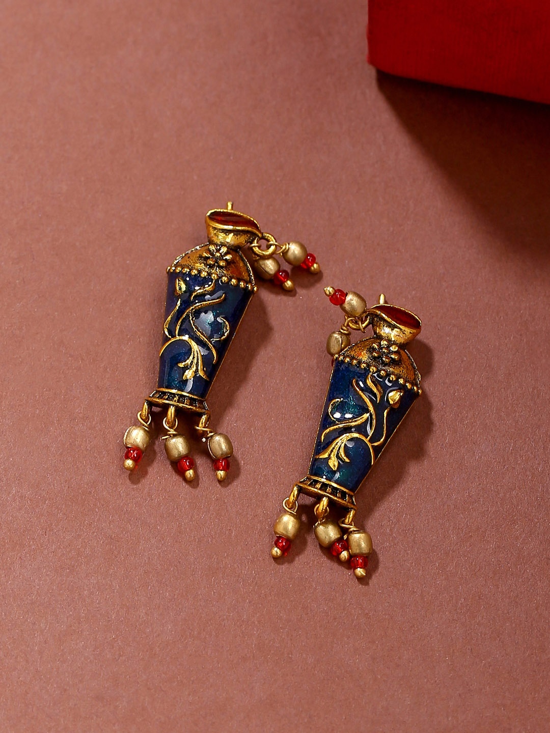 

Voylla Gold-Toned Arabian Nights Antique Pot Designed Stud Earrings