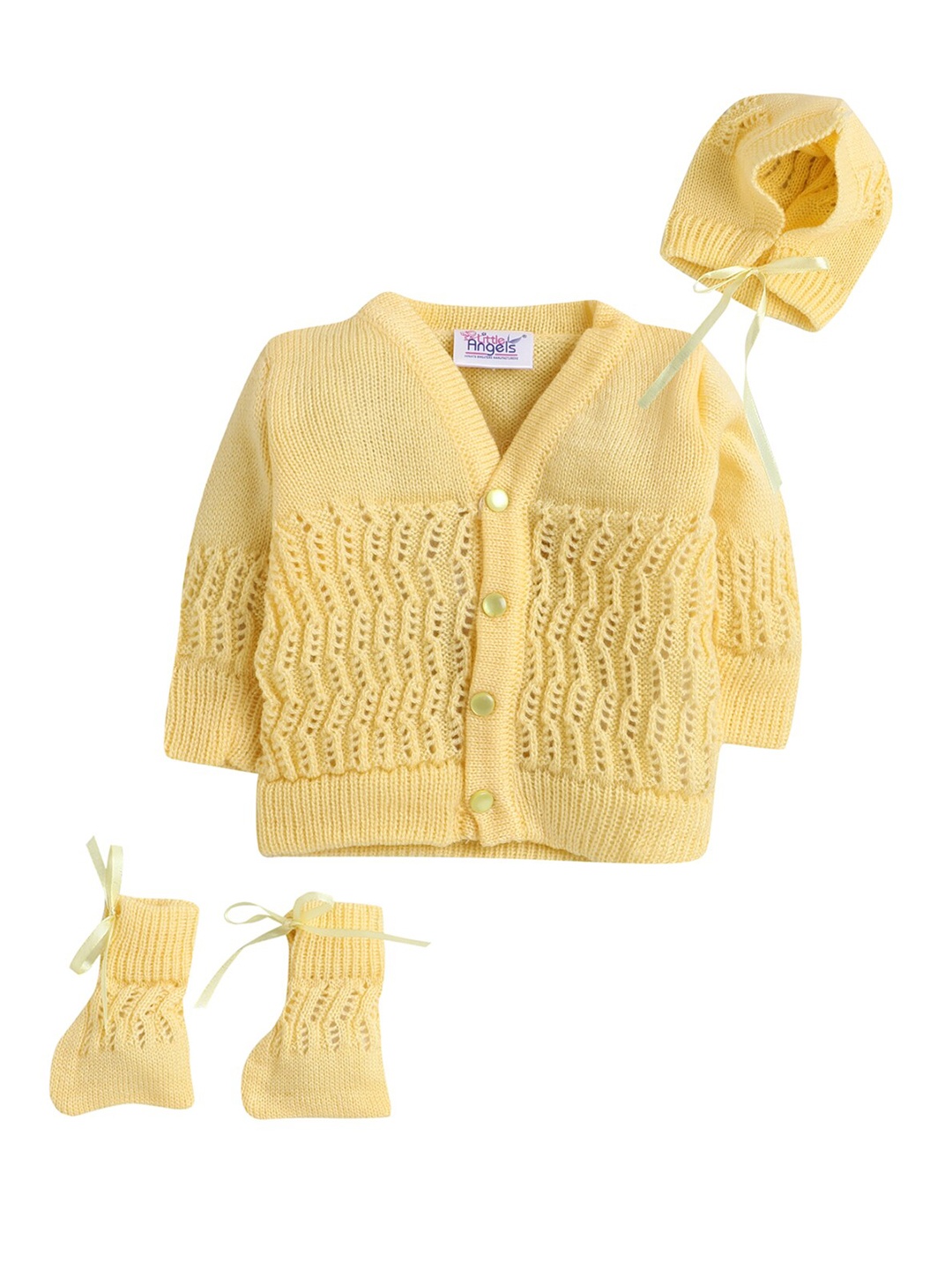 

Little Angels Unisex Kids Yellow Cable Knit Cardigan