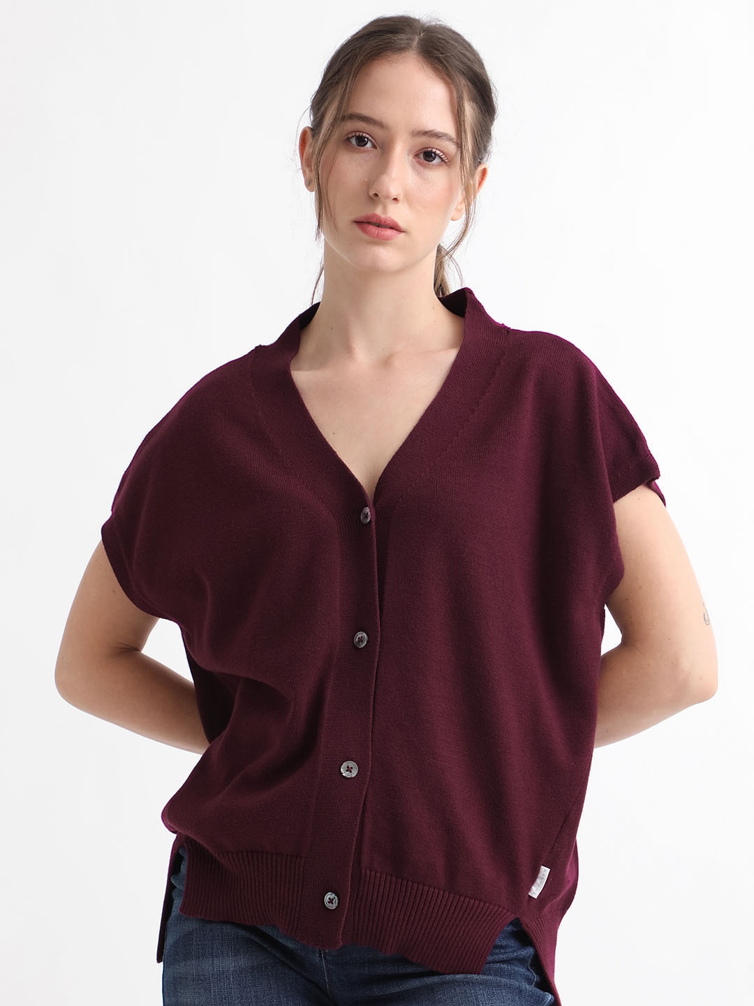 

RAREISM Women Maroon Cardigan