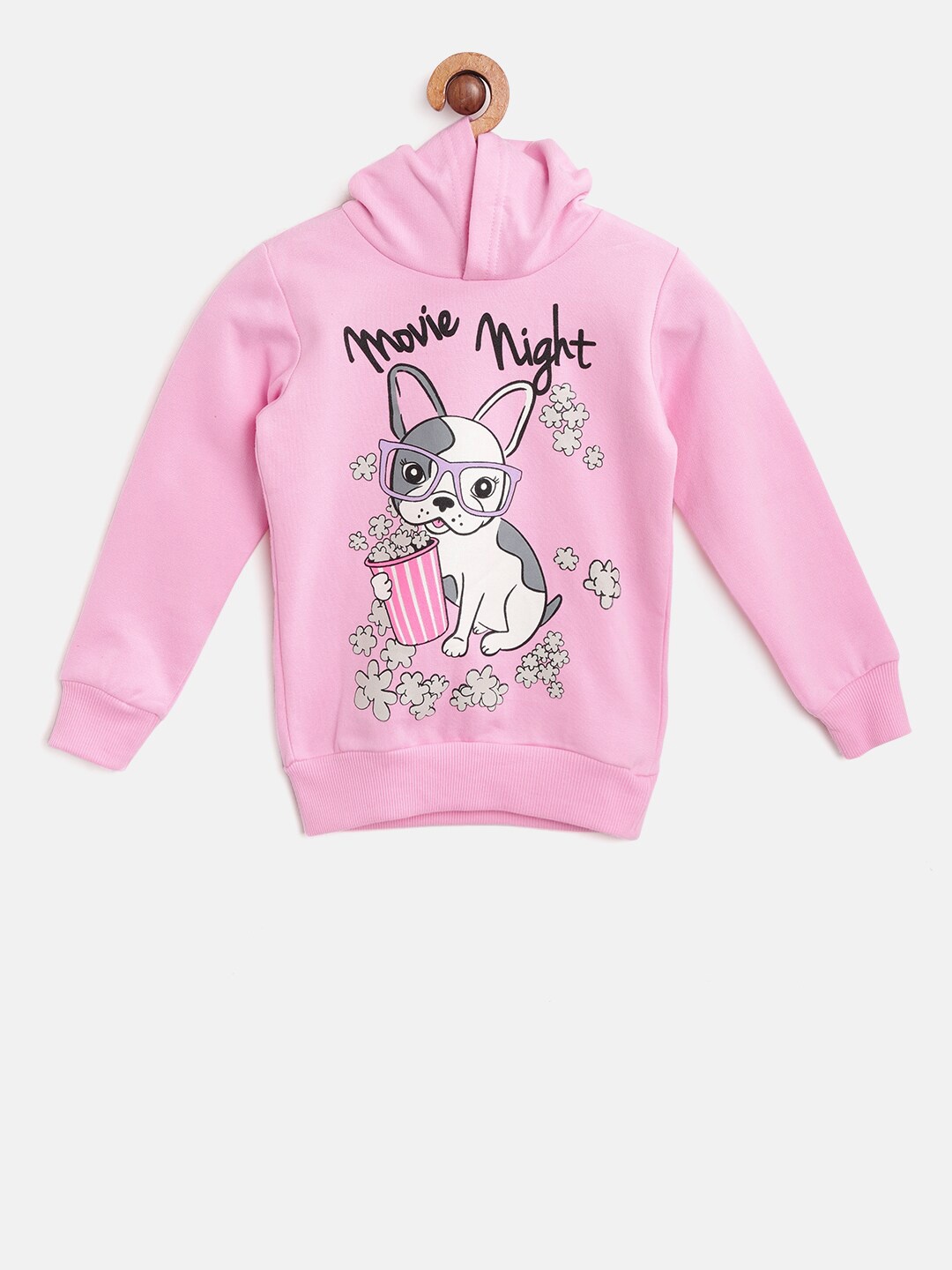 

Lazy Shark Girls Pink Printed Hooded Sweatshirt