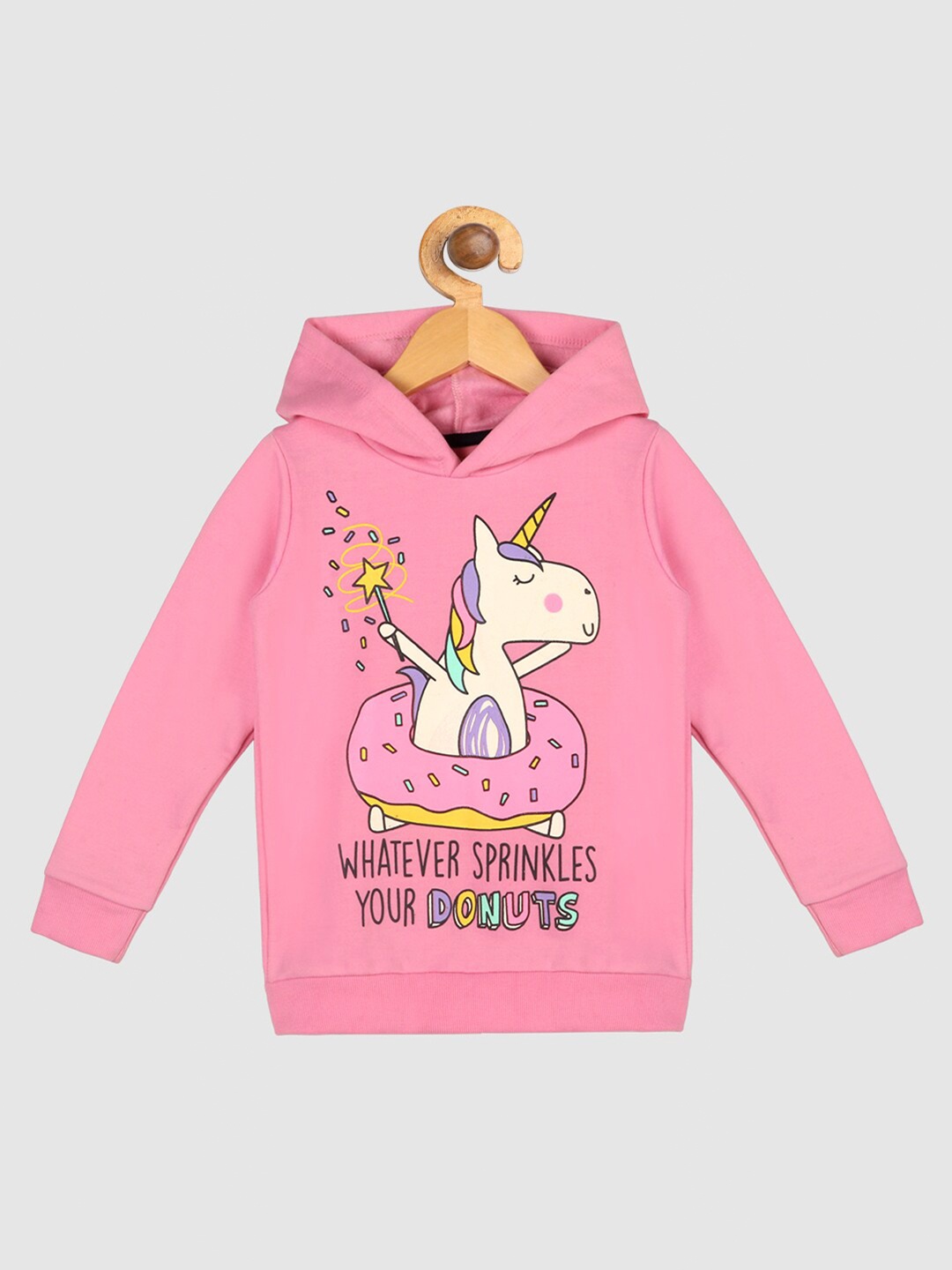 

Lazy Shark Girls Pink Printed Hooded Sweatshirt