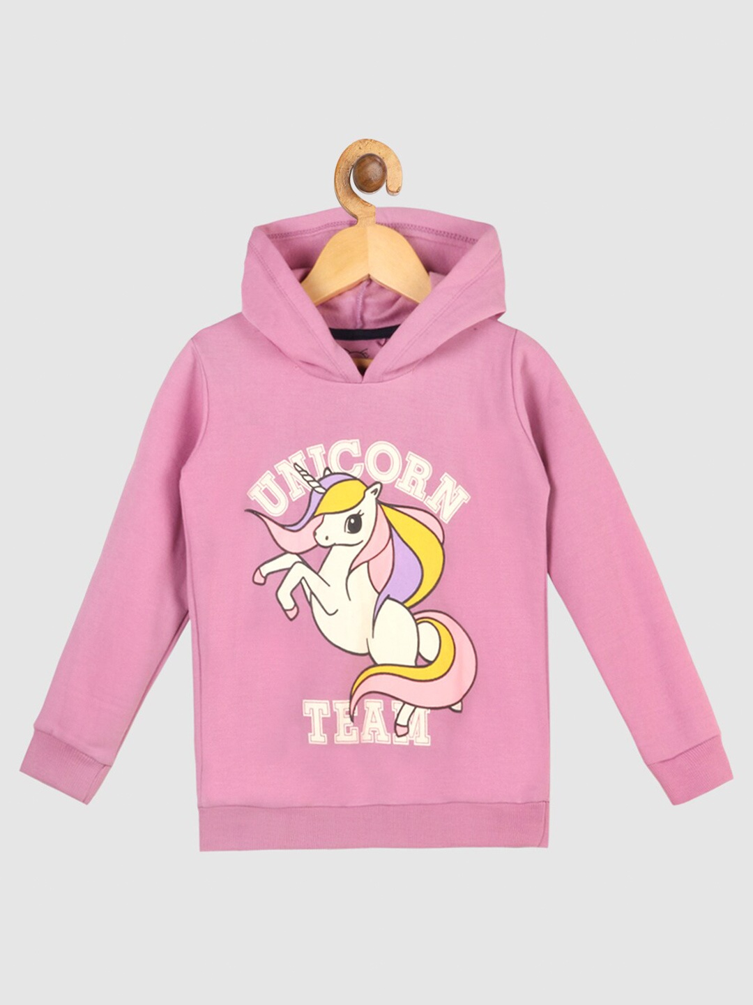 

Lazy Shark Girls Purple Unicorn Printed Hooded Sweatshirt