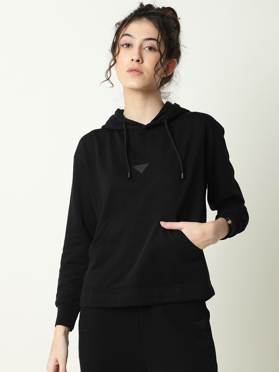 

RAREISM Women Black Hooded Sweatshirt
