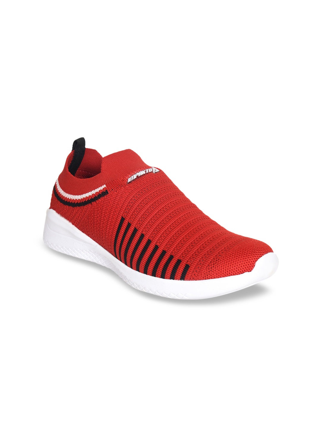 

IMPAKTO Women Red Woven Design Slip-On Sneakers