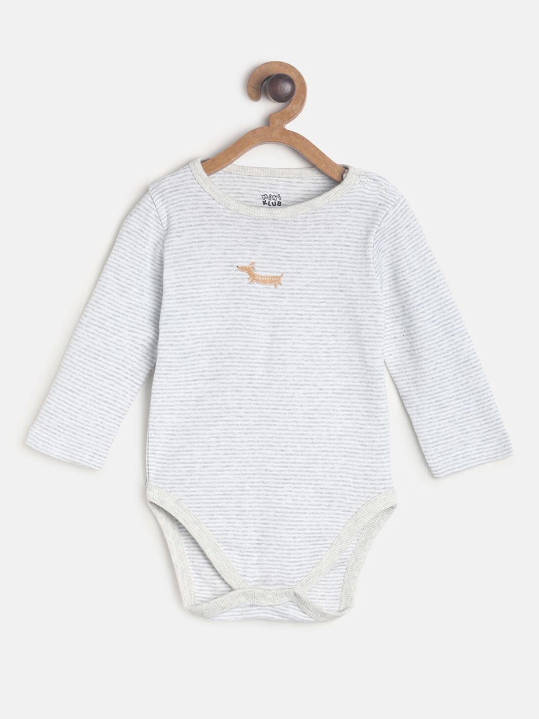 

MINI KLUB Infant Boys Grey Striped Pure Cotton Bodysuit