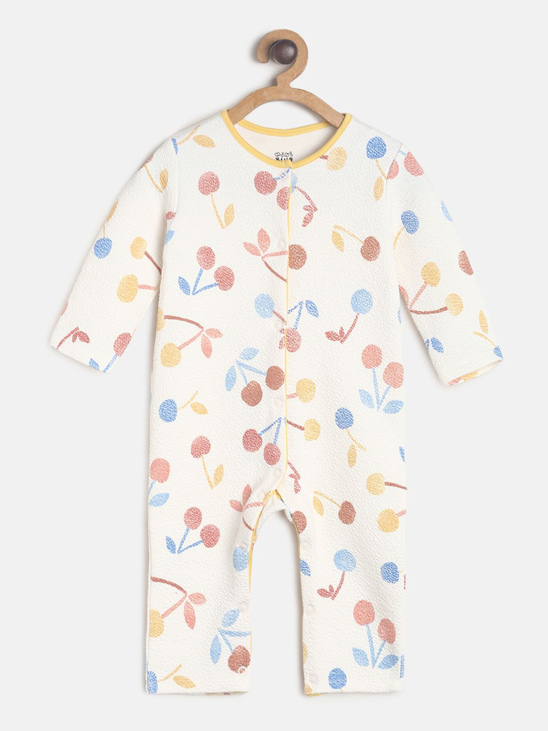 

MINI KLUB Infant Girls Off White Printed Pure Cotton Romper