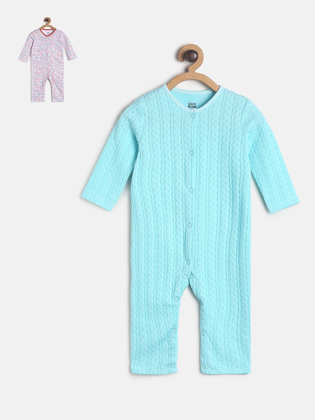 

MINI KLUB Kids Girls Blue & Red Pack of 2 Pure Cotton Rompers