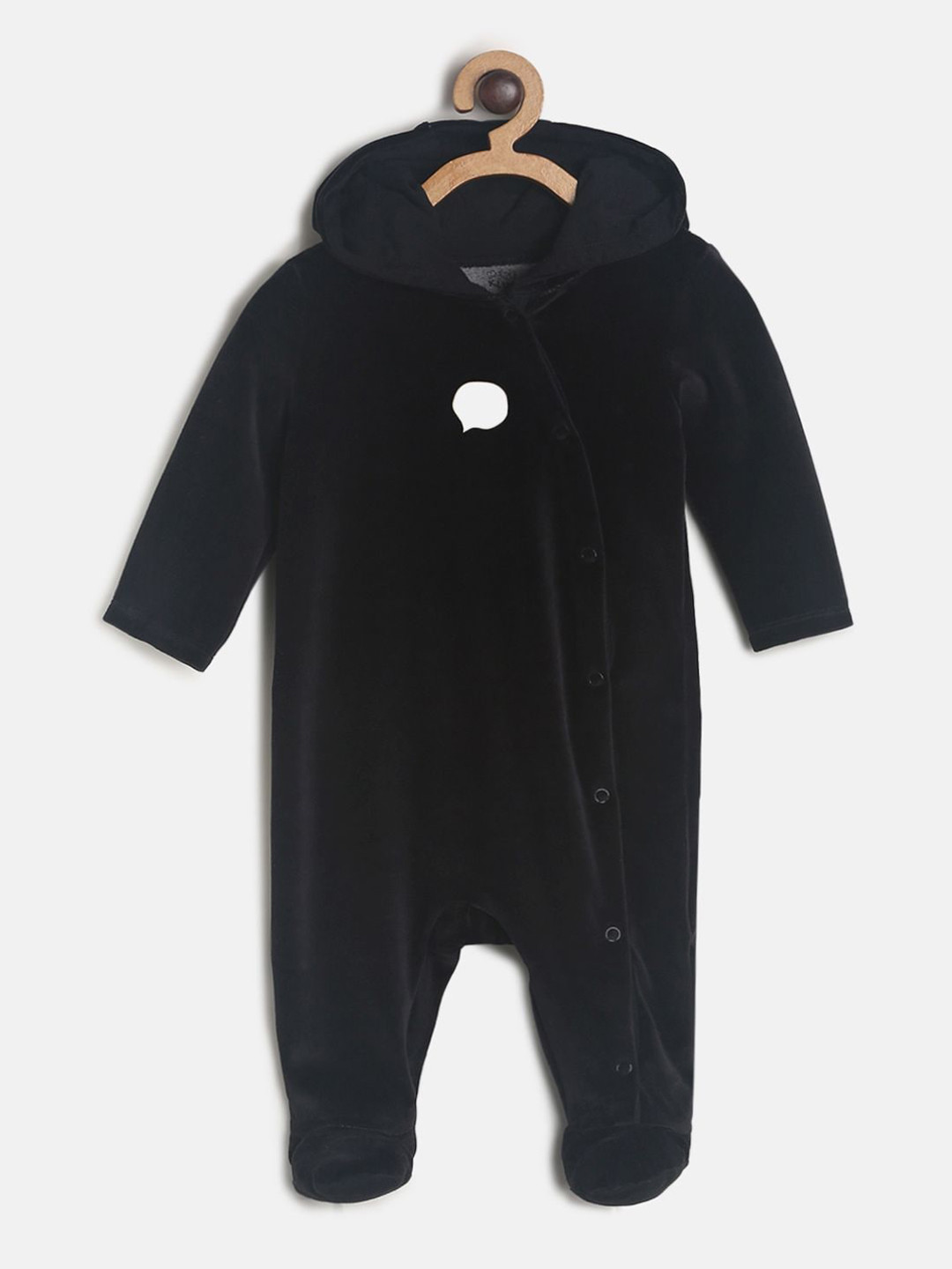 

MINI KLUB Boys Black Solid Pure Cotton Sleepsuit