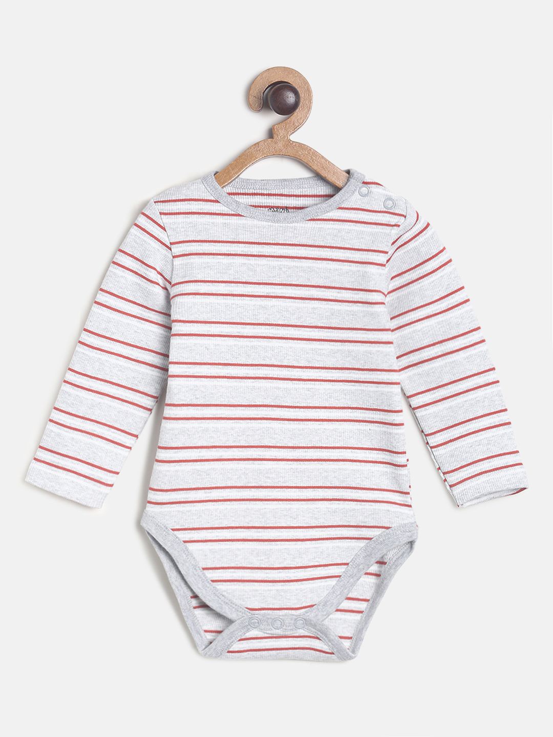 

MINI KLUB Infant Boys Grey Striped Pure Cotton Bodysuit
