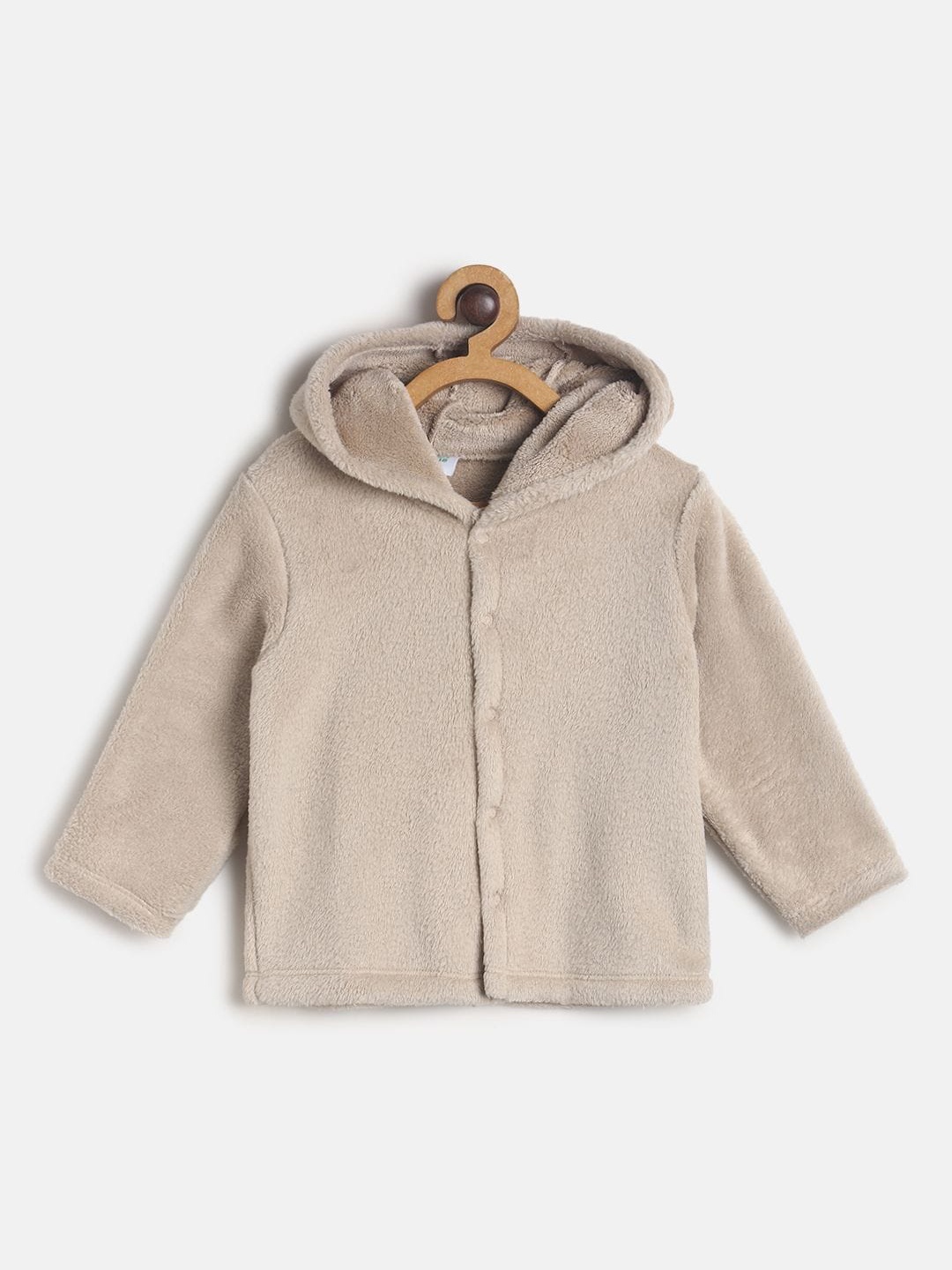 

MINI KLUB Boys Beige Lightweight Faux & Fur Hooded Jacket