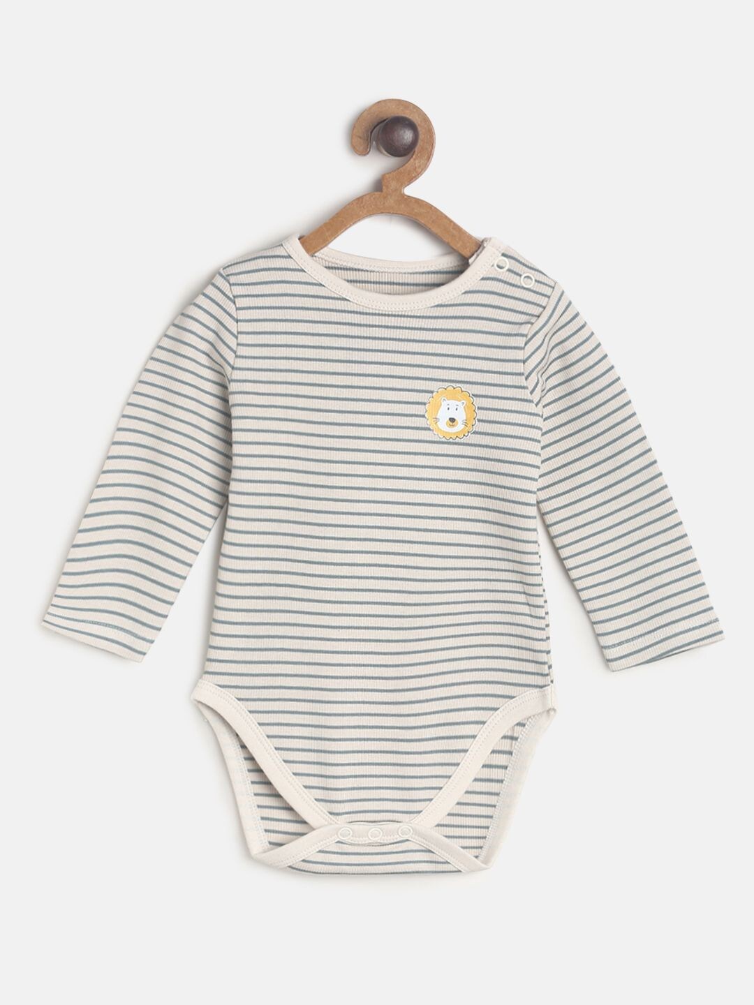 

MINI KLUB Infant Boys Off White & Blue Striped Pure Cotton Bodysuit