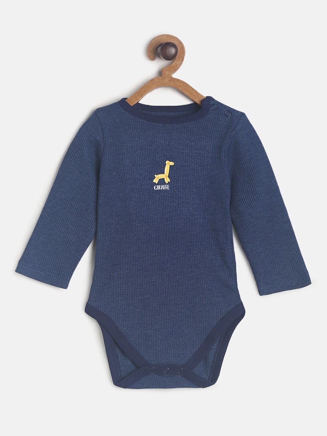 

MINI KLUB Infant Boys Navy Blue Solid Pure Cotton Bodysuit