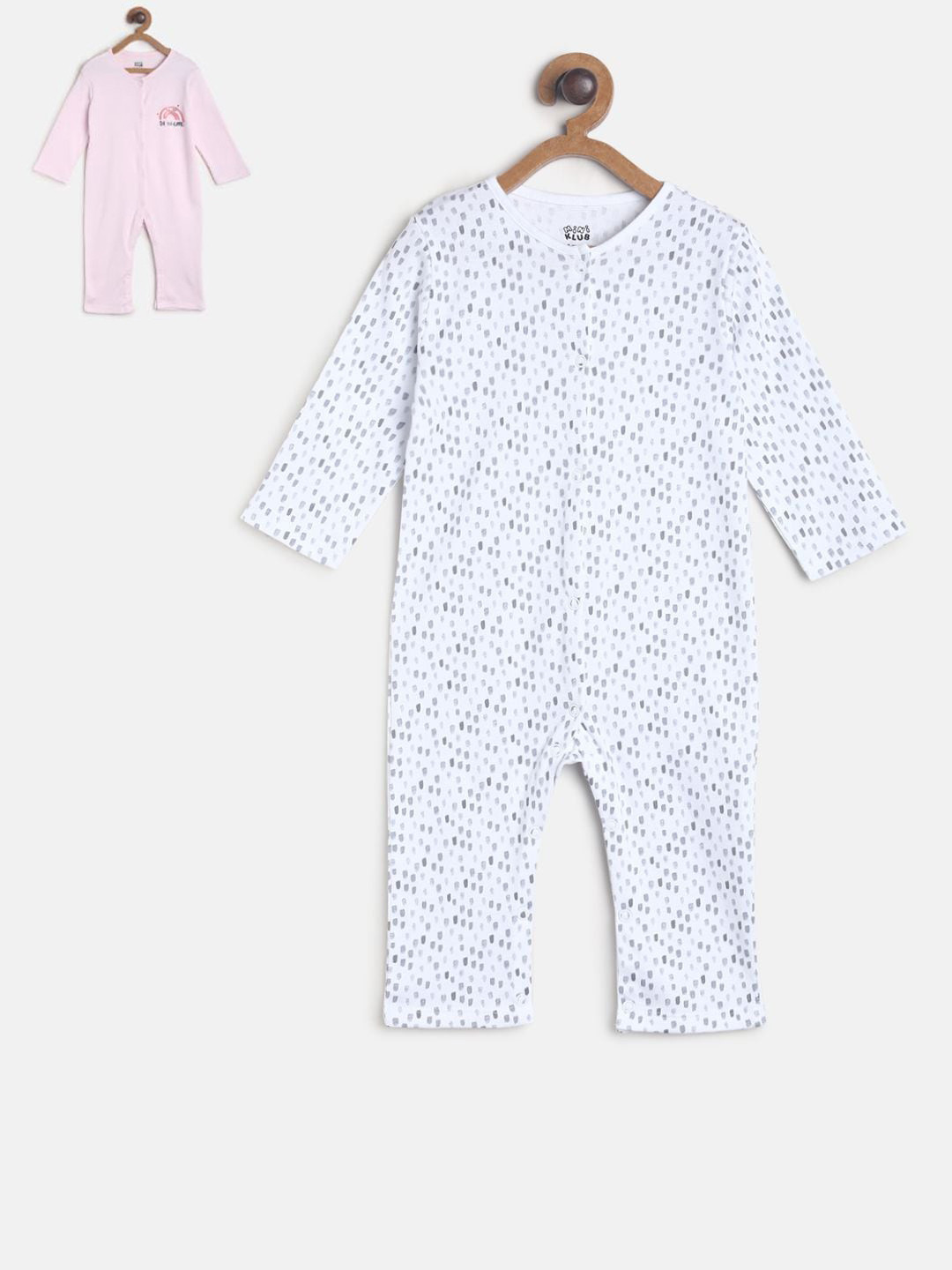 

MINI KLUB Infants Girls Pack Of 2 Pure Cotton Rompers, Multi