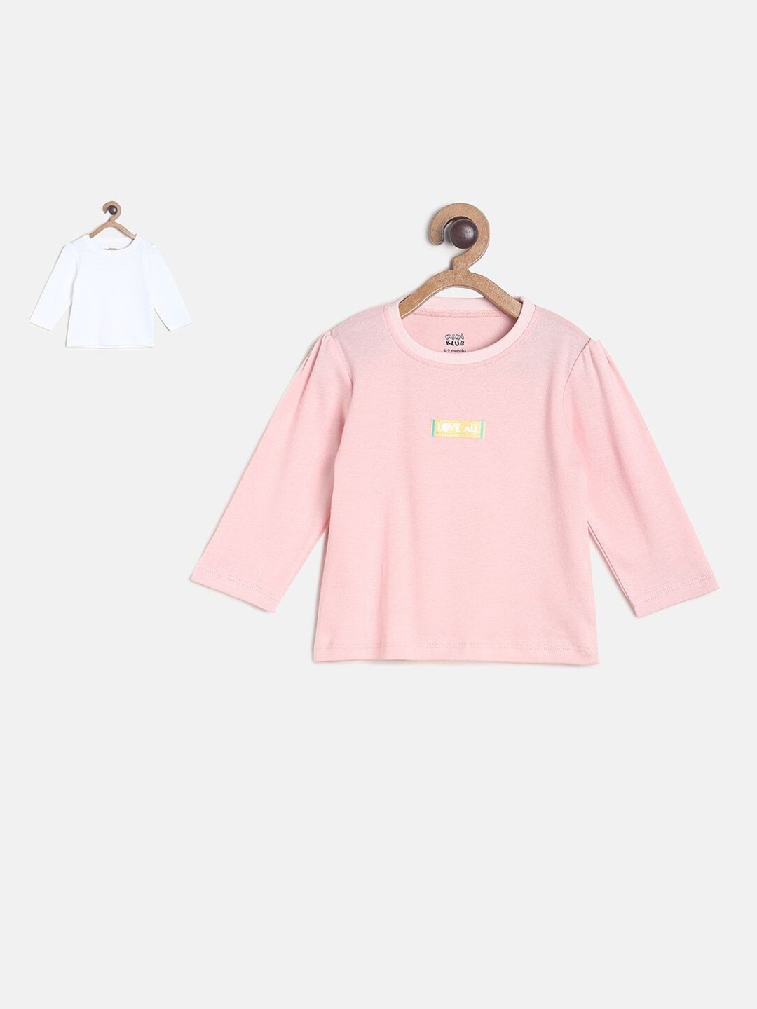 

MINI KLUB Pack Of 2 Pink & White Pure Cotton Top
