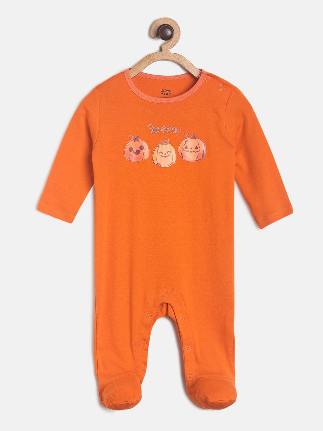 

MINI KLUB Kids Orange Printed Pure Cotton Sleepsuit