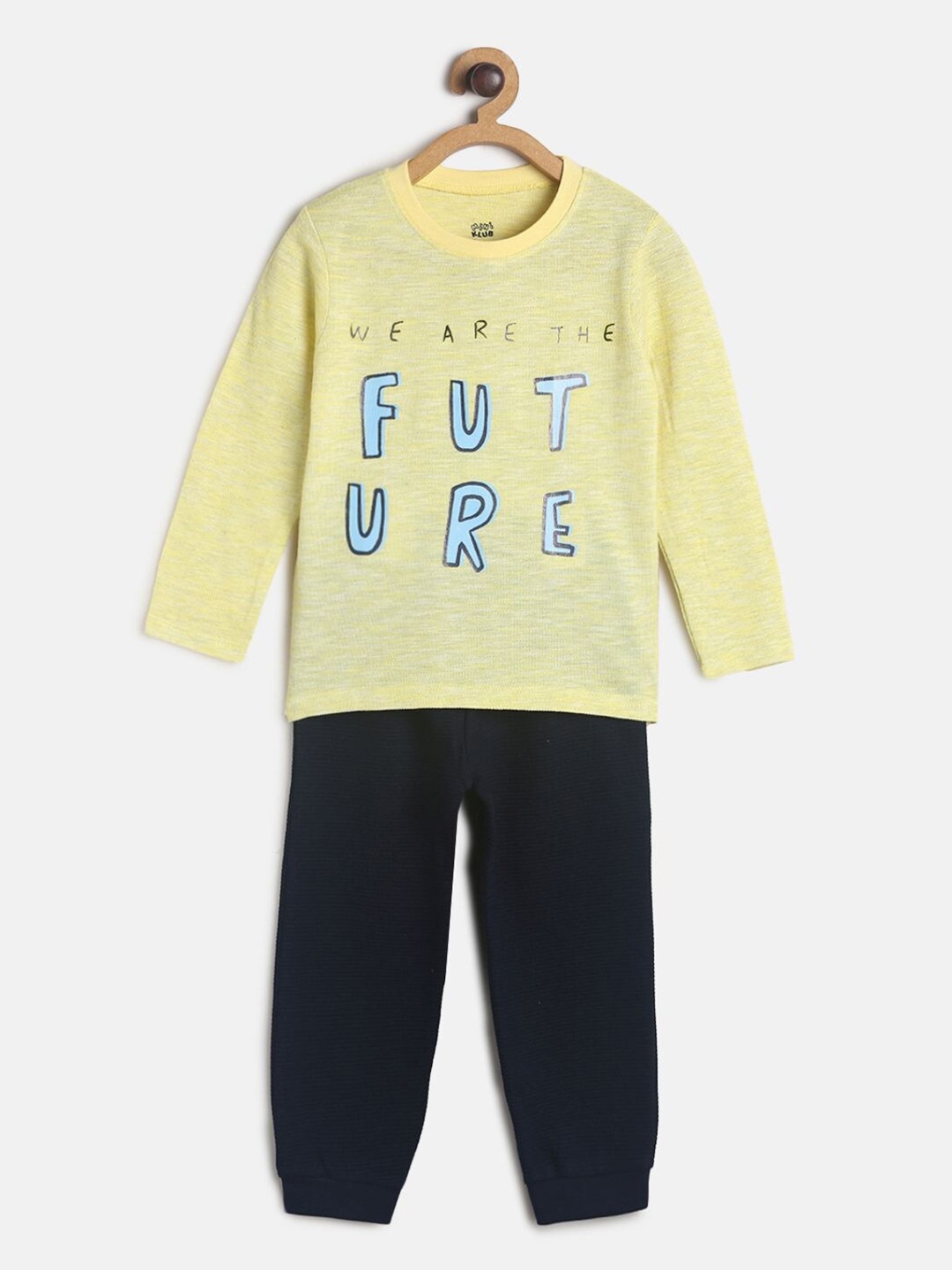 

MINI KLUB Boys Yellow & Black Printed T-shirt with Trousers
