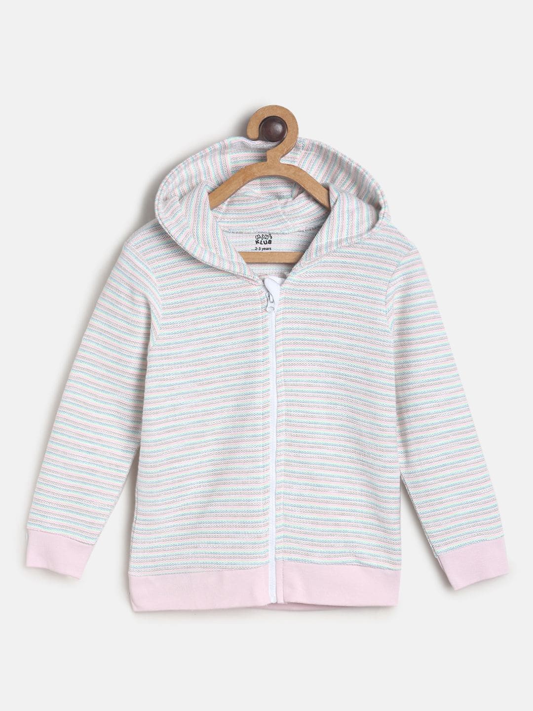 

MINI KLUB Girls Pink Striped Lightweight Hooded Sweatshirt