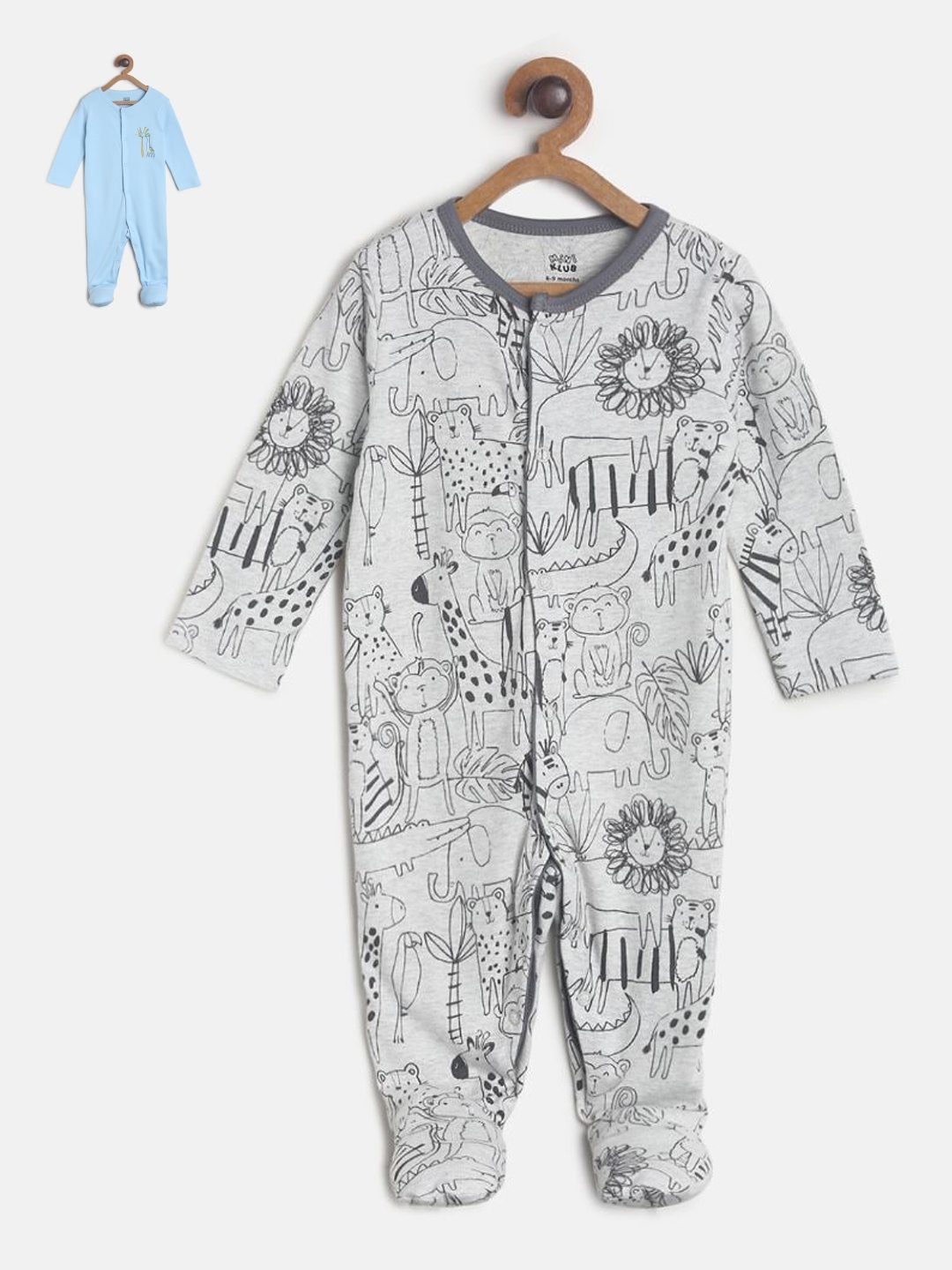 

MINI KLUB Infants Boys Pack Of 2 Pure Cotton Sleepsuits, Multi