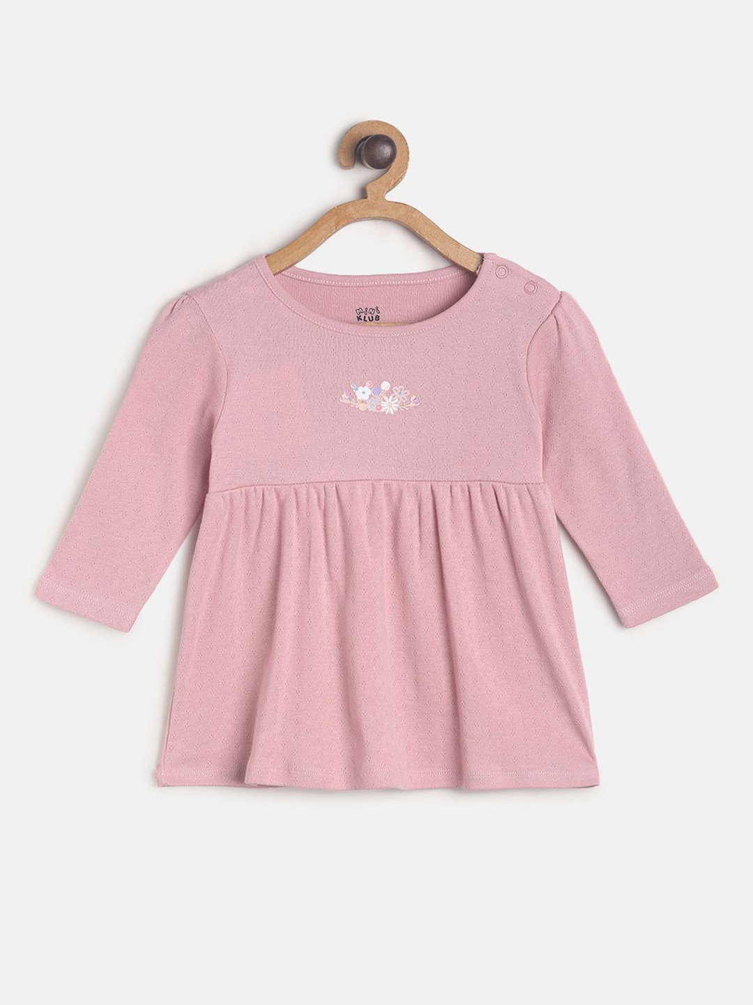 

MINI KLUB Kids Girls Pink Solid A-Line Cotton Dress